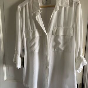 Aritzia White Button-Up Utility Shirt
